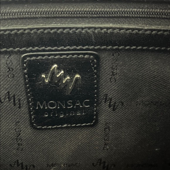 Monsac Black Leather Men's Briefcase - Picture 1 of 5